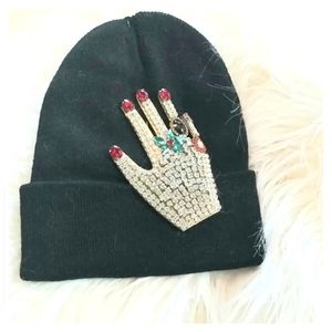 Black bling beanie hat